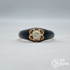 Кольцо с бриллиантом и эмалью